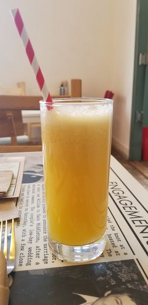 Pineapple,  apple, ginger juice at Antonio's Kitchen in East London
