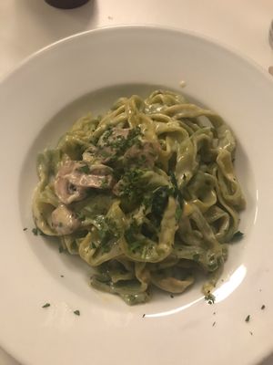 Truffle tagliatelle with chestnut mushrooms at Antonio's Kitchen in East London