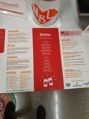 Menu at Next Level Burger - Potrero Hill in San Francisco