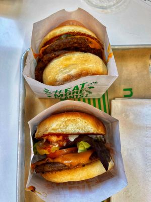Double and single patty cheeseburgers   at Next Level Burger - Potrero Hill in San Francisco