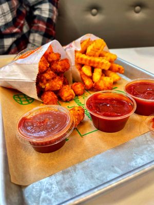 Large tot and fries  at Next Level Burger - Potrero Hill in San Francisco