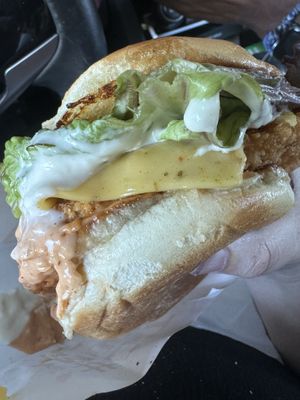 Fire chick’n burgerr  at Next Level Burger - Potrero Hill in San Francisco