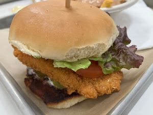 Crispy chik’n burger at Next Level Burger - Potrero Hill in San Francisco