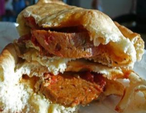 pepperoni calzone at Sweetpea Baking Company in Portland