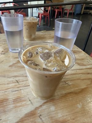 Iced oat milk latte  at Sweetpea Baking Company in Portland