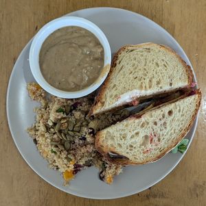 Thanksgiving Leftover Sandwich with Harvest Quinoa Salad at Sweetpea Baking Company in Portland