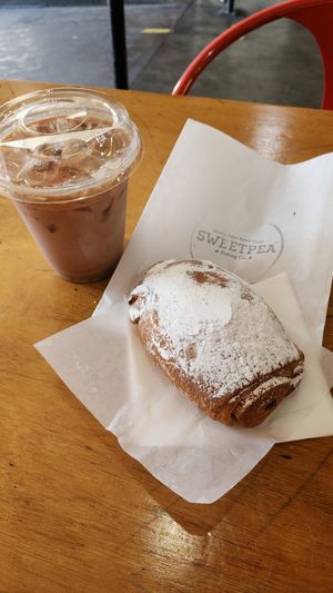 Oat Milk chai and pastry. at Sweetpea Baking Company in Portland