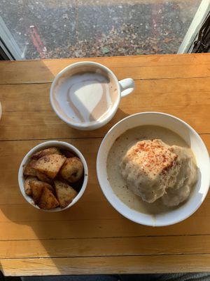 biscuits and gravy!! a favorite  at Sweetpea Baking Company in Portland