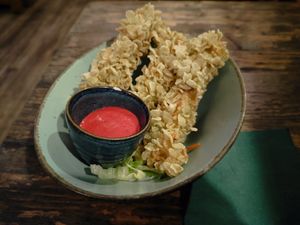 Com Chien (marinated tofu sticks) at Le's Cyclo in Potsdam