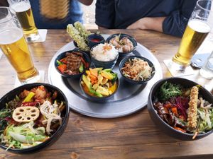 Vegan bowls (bottom) at Le's Cyclo in Potsdam