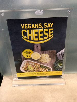 Vegan cheese and mayo at Zambrero in Tuggeranong