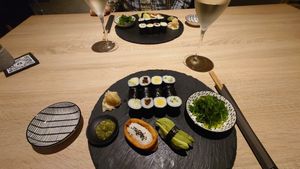 Ot-Suru set and vegan prosecco at Organic Sushi in Prague