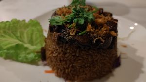 CNY special dish. 臘味飯 at Cameleon Vegetarian Bean Curd in Kuala Lumpur