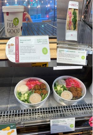 Vegan items offered at this Pret at Pret A Manger - 39th and 8th in New York City