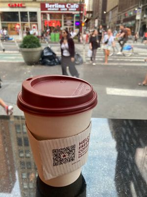 Coffee with plant milk (no extra charge for plant milk) at Pret A Manger - 39th and 8th in New York City