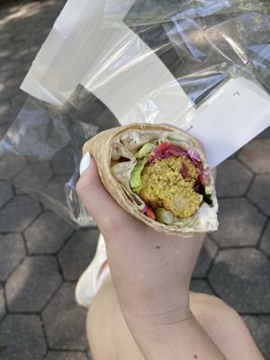falafel wrap! 2 kinds of pickles!  at Pret A Manger - Central Park in New York City