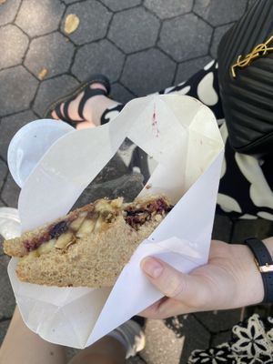 almond butter, blue jam and banana !  at Pret A Manger - Central Park in New York City