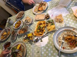 4 very stuffed happy customers  at Mexican Fire Garden in Kettering