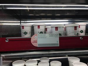 Vegan soups that they can heat for you at Pret A Manger - Park Ave in New York City