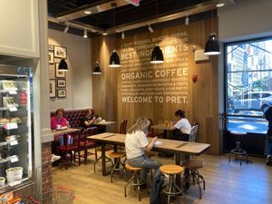 Inside seating at Pret A Manger - Broadway in New York City