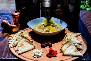 Vegan hummus at G's Pizza - Howard Ave in New Orleans