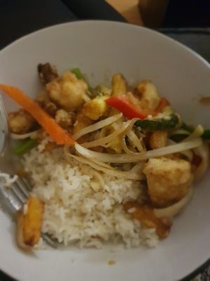 Lightly battered salt and chilli vegetables and coconut rice at Banana Leaf - Byres Rd in Glasgow