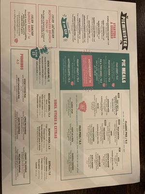 Menu  at Pieminister in Liverpool