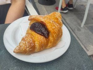 Croissant with jam at Antico Caffe Scaletto in Bologna