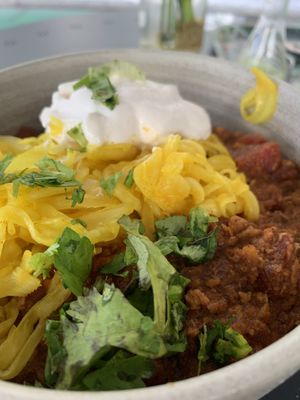 Chili bowl with coconut sour cream at Le Botaniste - Soho in New York City