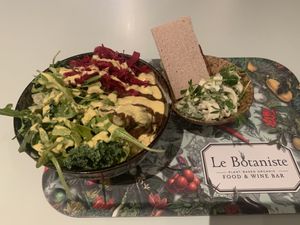 The coconut ceviche is very light and nice for the summer. I had a bowl with a potato base topped with a savory mushroom sauce.It was Amazing and all vegan. at Le Botaniste - Soho in New York City