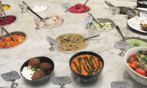 green pea hummus, coconut ceviche, red beet tartare, seaweed tartare... and so much more! at Le Botaniste - Soho in New York City