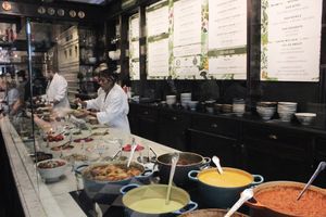 The partitioned beautiful counter at Le Botaniste - Soho in New York City