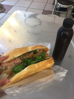 Vegan banh mi with water + chia seeds drink for only 30K! at Sala in Ho Chi Minh City