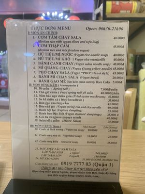 Menu as at 27/6/19 at Sala in Ho Chi Minh City