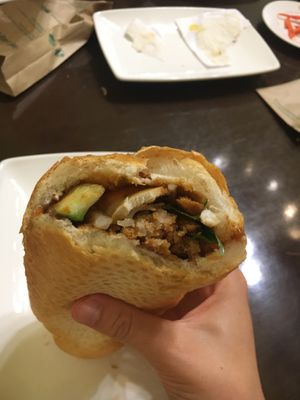 TASTY Vegan Banh Mi (with tofu, glass noodles and something fried) (20,000VND) with no mayo at Sala in Ho Chi Minh City
