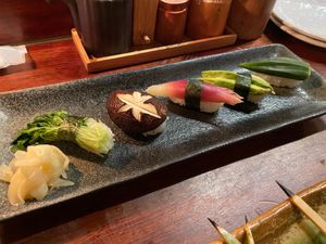 Vegan Nigiri - Honestly looks better than it tasted at Gonpachi - Shibuya in Tokyo