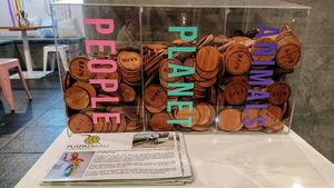 donation boxes at Give Cafe in Canggu