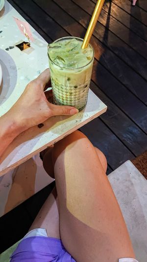 iced matcha latte at Give Cafe in Canggu