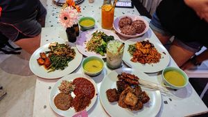 nasi padang, iced matcha latte, jamu at Give Cafe in Canggu