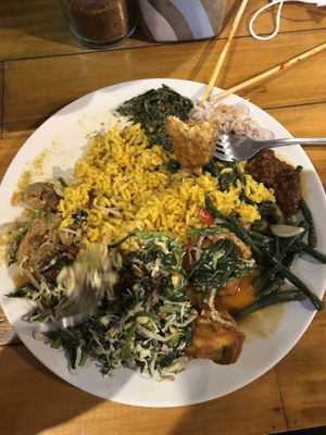 Delicious vegan nasi Campur  at Give Cafe in Canggu