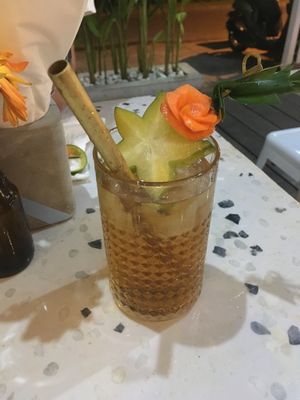 Peach and starfruit Ice tea at Give Cafe in Canggu
