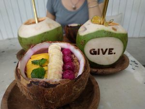 Coconut & Smothie Bowl at Give Cafe in Canggu