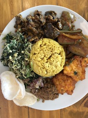 Nasi Campur. Create your own plate.  at Give Cafe in Canggu