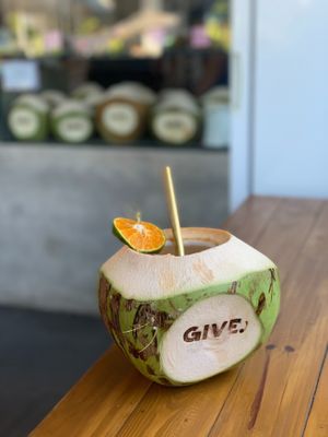 fresh coconut  at Give Cafe in Canggu