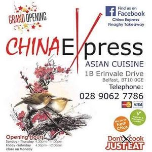 Cover at China Express Finaghy Takeaway in Belfast