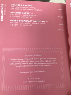 Menu at Cantine in Vilvoorde