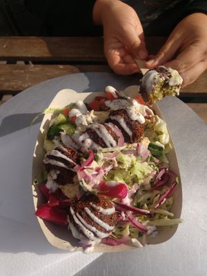 Box of classic falafel. It was amazing!!! at Garbanzo - Falafel & Hummus Bar in Vienna