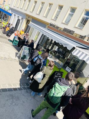Meat-free street food kitchen located in Brunnenmarkt / Yppenplatz  at Garbanzo - Falafel & Hummus Bar in Vienna
