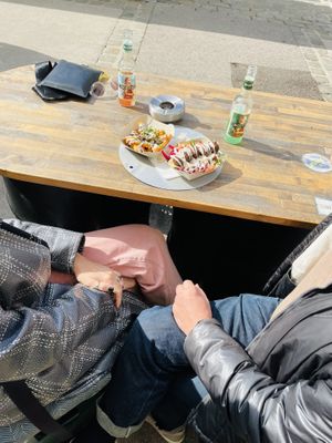 Alfresco meatless lunch.  at Garbanzo - Falafel & Hummus Bar in Vienna
