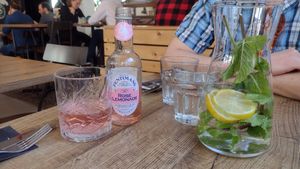 Rose lemonade & carafe of water with fresh mint & lemon at Het Slachthuis in Leiden
